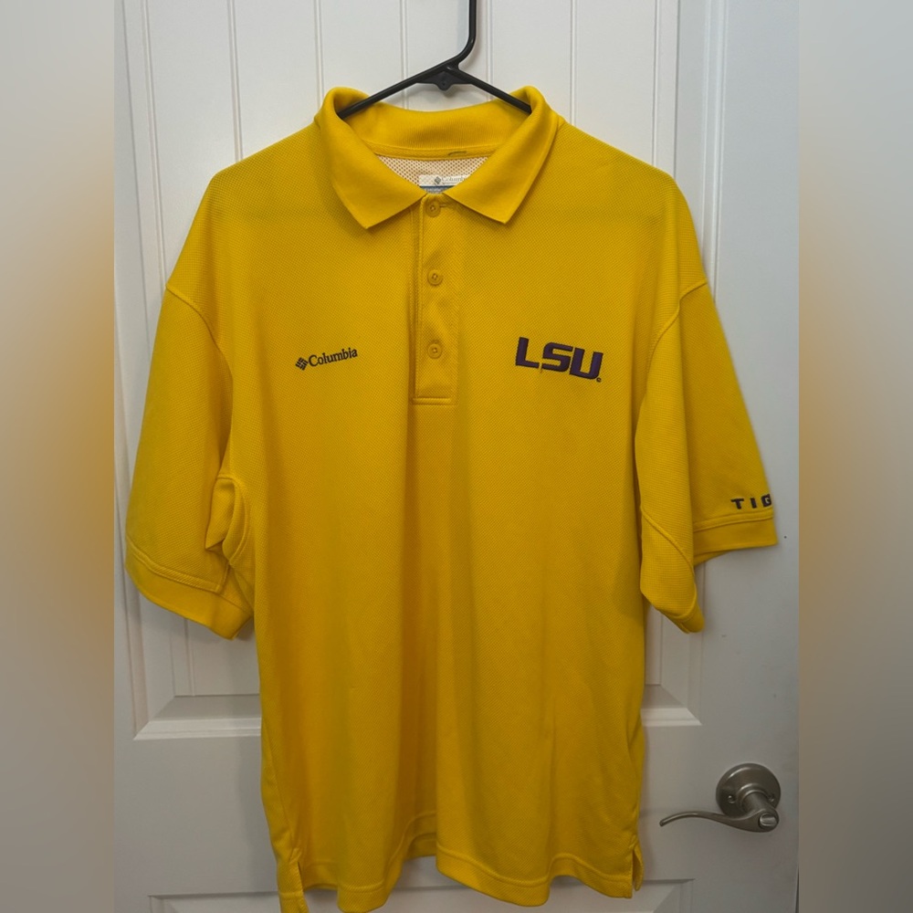 Columbia Yellow LSU Polo Shirt men’s medium LSU TIGERS 🐯